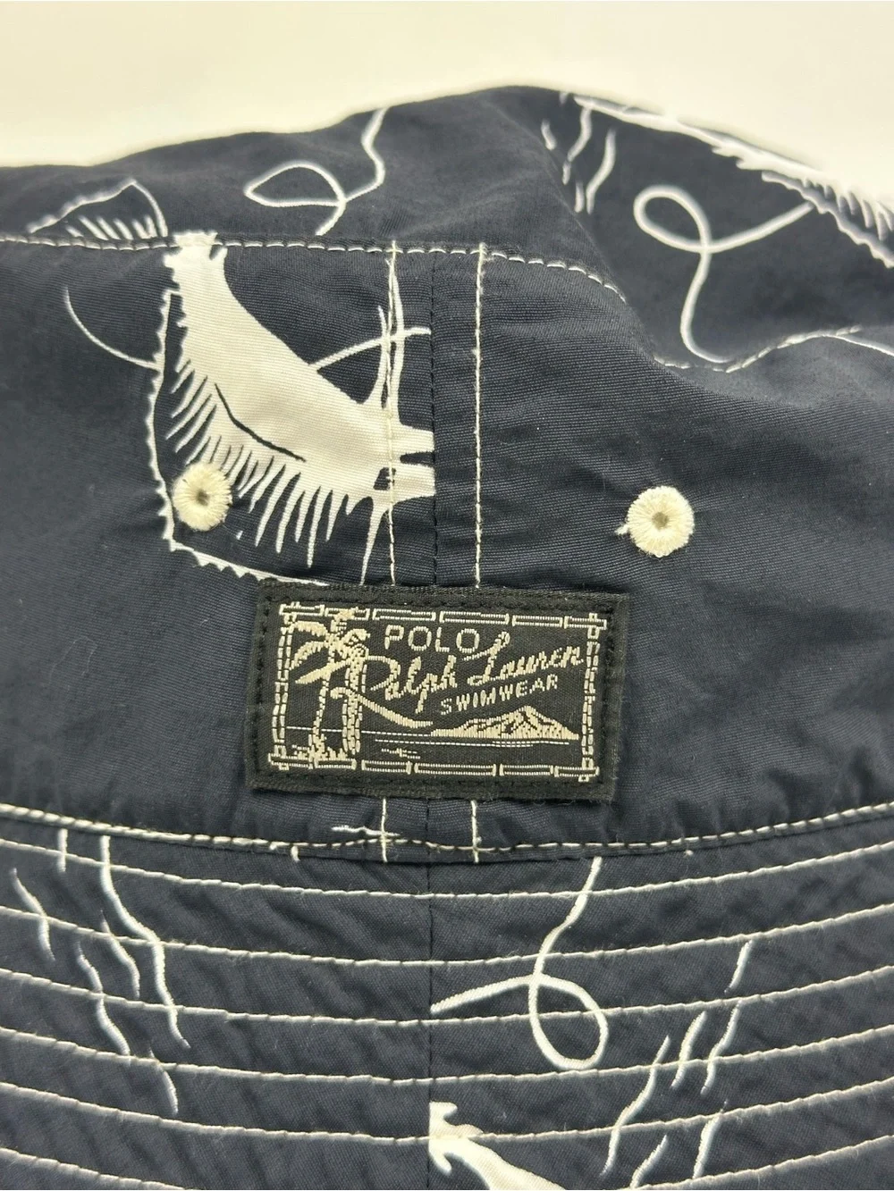 Polo by Ralph Lauren Reversible Cream Bucket Hat with Black Polo Player Logo